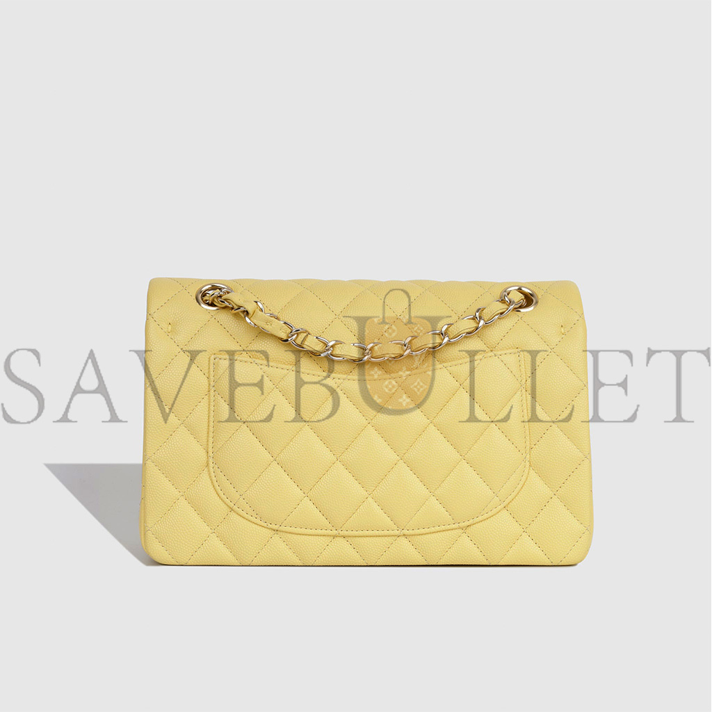 CHANEL SMALL CLASSIC DOUBLE FLAP YELLOW CAVIAR LIGHT GOLD HARDWARE (23*13*6cm) CHANEL SMALL CLASSIC DOUBLE FLAP YELLOW CAVIAR LIGHT GOLD HARDWARE (23*13*6cm)